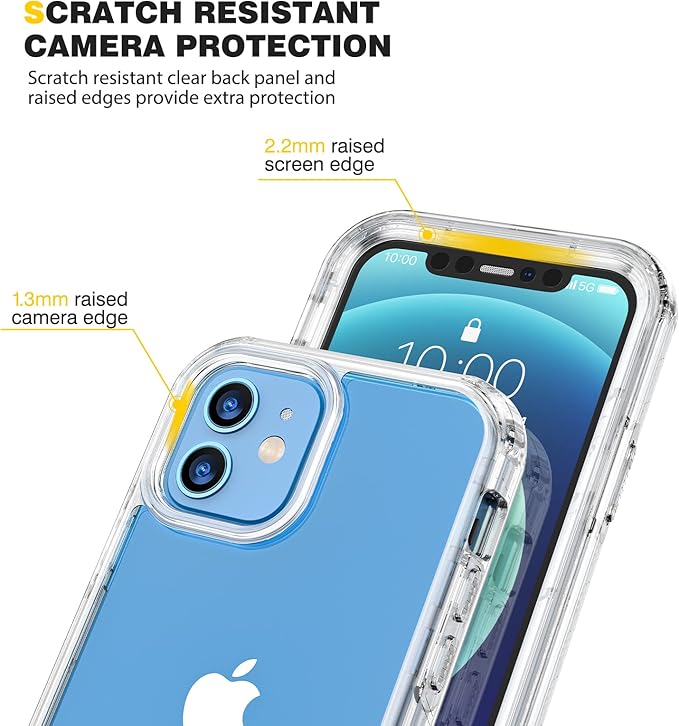 Diaclara Designed for iPhone 12/12 Pro Case, Full Body Rugged with Built-in Touch Sensitive Anti-Scratch Screen Protector, Soft TPU Bumper Case for iPhone 12/12 Pro 6.1" (Clear)
