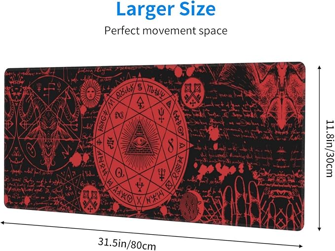 Vintage Mystic Goth Witchy Mouse Pad Extended Large Gaming Mouse Pad XL Oversized Desk Pad Stitched Edges 31.5 X 11.8 Inch
