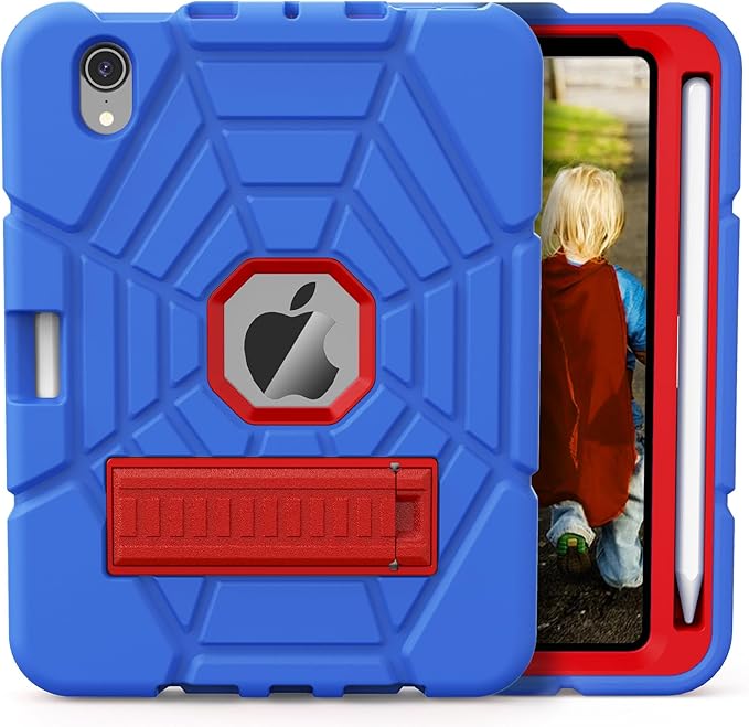 Grifobes Case for iPad mini 7th 2024 (A17 Pro) / Mini 6th Generation 2021 8.3", Heavy Duty Shockproof Cover with Pencil Holder Stand, for i Pad Mini 7/6 Gen 8.3 inch Case (Blue+Red)