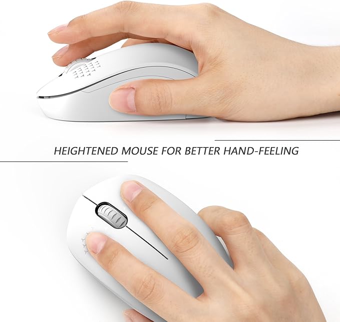 seenda Wireless Mouse for Laptop, 2.4G Noiseless Mouse with USB Receiver - Optical Tracking Portable Computer Mice for Chromebook, PC, Tablet, Windows System, 24 Months Battery Life - Pure White