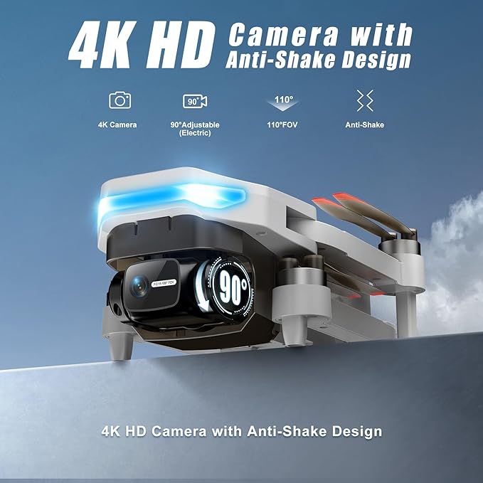 Oddire Drones with Camera for Adults 4K, GPS Auto Return, Waypoint Flight, Orbit Fly, GPS Follow, Gesture Control, Foldable Drone with Brushless Motor, 249g Light, 48 Mins Flight Time with 2 Batteries