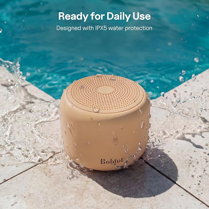 Bobtot Portable Bluetooth Speakers with Strap Easy to Carry, Wireless Waterproof Mini Speaker with Loud Stereo Sound, 20 Hours Playtime, Rechargeable Battery, Built-in Microphone, Orange