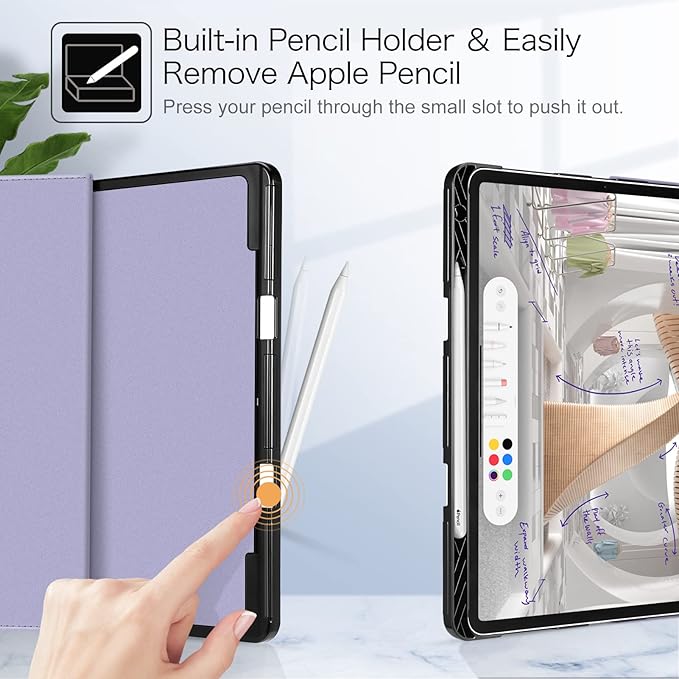 Fintie Folio Case for iPad Pro 12.9" 6th Generation 2022, Multi-Angle Smart Stand Cover w/Pencil Holder & Pocket, Also Fit iPad Pro 12.9 2021 5th & 2020 4th & 2018 3rd Gen, Lilac Marble