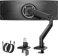 monTEK Single Monitor Arm with USB for Max 45 Inch Ultrawide Screens Adjustable Monitor Desk Mount Holds 35 Lbs Cable Management with C Clamp/Grommet Desk Mount, VESA 75/100mm