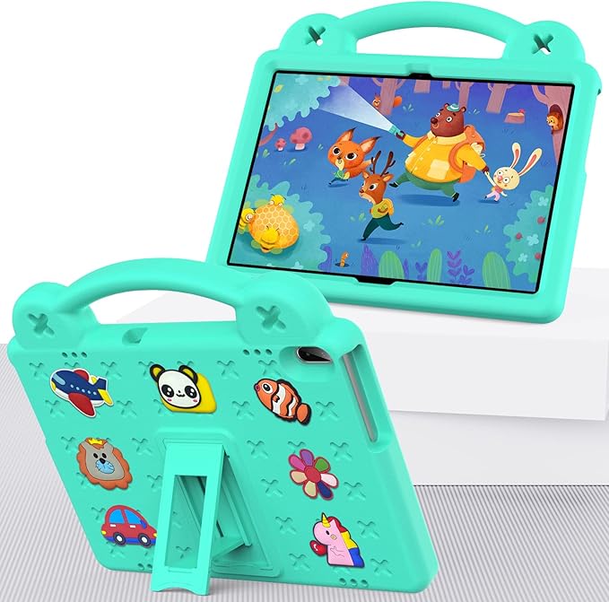 AKABEILA Compatible with Huawei MediaPad T5 10.1/Lenovo Tab M10/Lenovo Tab P10 Tablet Case, Kids Lightweight Shockproof Protective Case with Shoulder Strap & Stand Handle - Mint Green