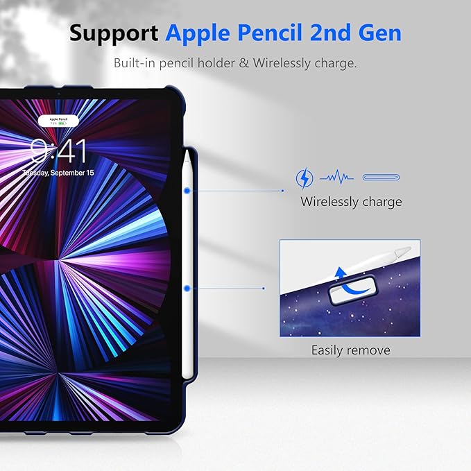 Fintie Rotating Case for iPad Pro 11-inch (4th / 3rd Generation) 2022/2021-360 Degree Swiveling Stand Cover w/Pencil Holder, Auto Sleep/Wake, Also Fit iPad Pro 11" 2nd/1st Gen, Galaxy