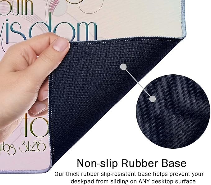SSOIU Inspirational Christian Bible Verse Proberbs Quotes Extended Gaming Mouse Pad 35.5x15.7 in, Large Mouse Pad, She Opens Her Mouth with Wisdom and The Teaching of Kindness is on Her Tongue