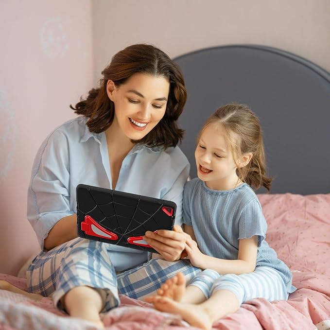 AKABEILA Compatible with Apple iPad 9.7 5th/6th(2017/2018)/iPad Air 2/iPad Pro 9.7 Tablet Case，Lightweight Shockproof Rugged Protective Cover with Kickstand for Kids Children Boys Babies Black Red