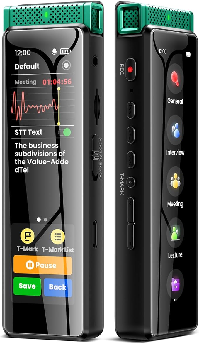 136GB Digital Voice Recorder with Playback, Innioasis R1 Full Touchscreen Voice Recorder with Bluetooth, Voice Activated Sound Audio Recorder Device with Mic (Green)