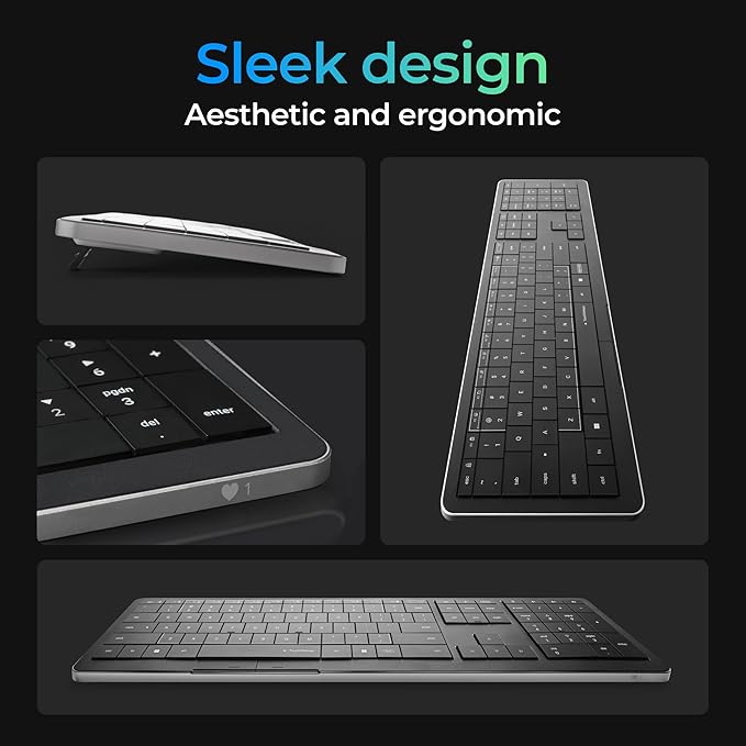 CLVX 1 Windows | Touch On Keys & Gestures AI Keyboard | Bluetooth & USB-C | Low Profile Silent Scissor Keys | Interactive RGB | Aluminum Chassis | Compatible with Windows/Linux/Android