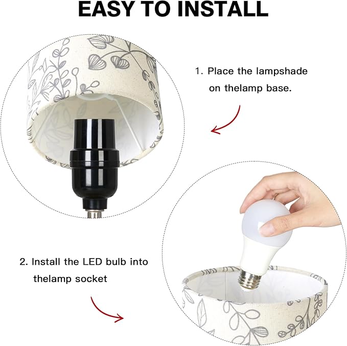 CINSARY Bedside Touch Lamps for Nightstand with 2 USB Charging Ports, 3 Way Dimmable Wood Bedroom Lamp with Flower Fabric Shade, Small Table Lamp for Living Room Reading Desk (LED Bulb Included)