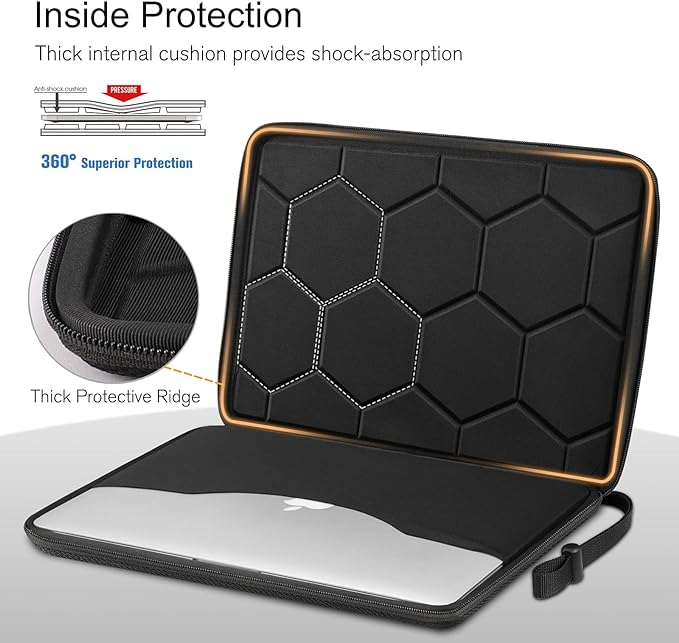FINPAC Hard Laptop Sleeve with Accessory Pouch Compatible with 15.3 inch MacBook Air M5/M4/M3/M2 (2026-2023), 16.2 inch MacBook Pro M5/M4/M3/M2 Pro/Max, Waterproof Case for Surface Laptop/Book, Black