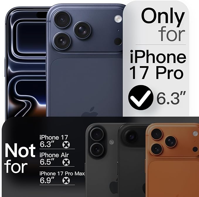 JETech Magnetic Slim Case for iPhone 17 Pro 6.3-Inch, Compatible with MagSafe, Ultra-Thin Lightweight Minimalist Phone Cover with Matte Finish and Full Camera Lens Protection (Black)
