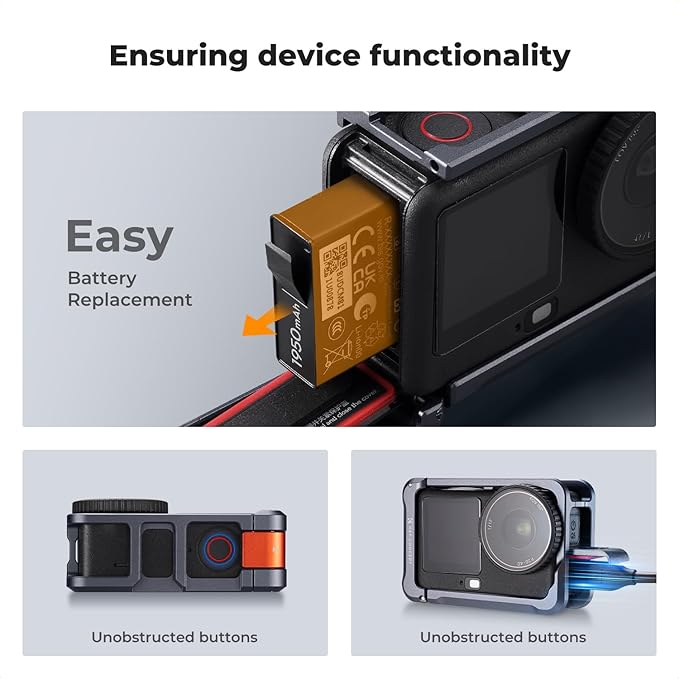 K&F CONCEPT Ultra Lightweight Cage for DJI Osmo Action 6 Camera Accessories, Aluminum Alloy Camera Cage with Wrist Strap, Cold Shoe Mount Expansion Protective Frame 1/4" Screw Interface for Tripod