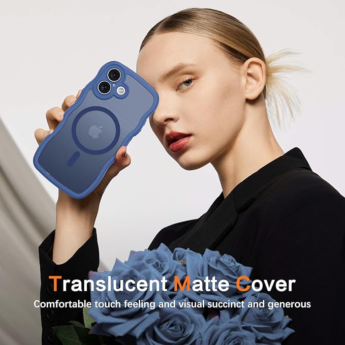 BENTOBEN Magnetic for iPhone 17 Case, Cute Wavy Full Camera Protection [Compatible with MagSafe] Translucent Matte Anti-Slip Bumper Women Girls Boys Protective Cover for 17 6.3", Sierra Blue