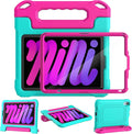 YIHE Kids Case for 8.3 inch iPad mini 7 (A17 Pro) 2024 & iPad mini 6 (A15) 2021, Shockproof Cases for iPad mini 7th/6th Generation with Built-in Screen Protector & Handle Stand, Cyan&Pink