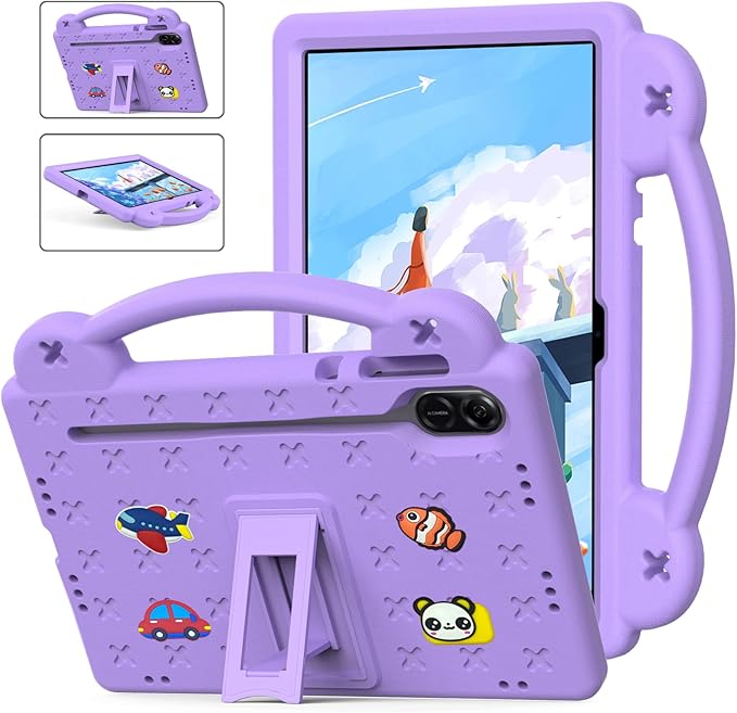 AKABEILA Compatible with Honor Pad X8a 2024/Pad X9 11 inch 2024/Infinix Xpad 11 inch X1101 2024 Tablet Case, Kids Shockproof Protective Case with Shoulder Strap & Stand Handle Light Purple