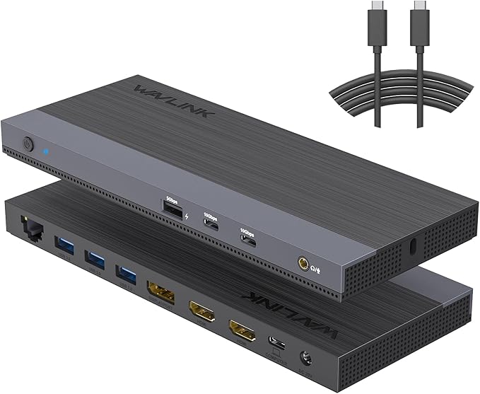WAVLINK USB C Docking Station Dual Monitor Triple Display for Laptop Windows OS, USB Type C Dock with 130W Power Adatpter - 2 HDMI, DisplayPort, 100W PD, Ethernet, 4 USB 3.0, 2 USB-C, Audio