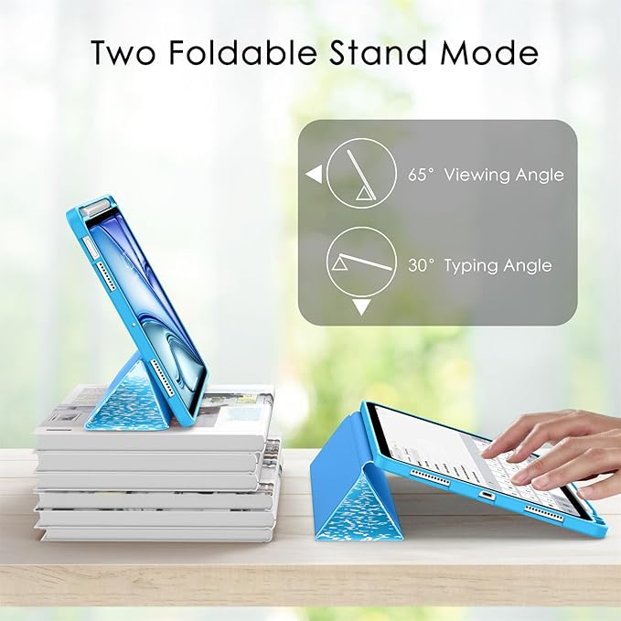 Soke Case for New iPad Air 11 Inch (M4/M3/M2, 2026-2024), iPad Air 5th/4th Generation 10.9 Inch (2020-2022) with Pencil Holder, Soft TPU Back Cover & Auto Sleep/Wake, Book Blue