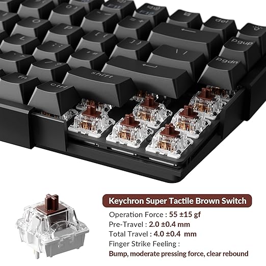 Keychron Super Switch - 110PCS Brown Tactile Mechanical Keyboard Switches, Factory Pre-Lubed, 55gf Actuation, Single-Stage Spring, 5-Pin Hot-Swappable, SMD LED Compatible for Midway Office & Gaming