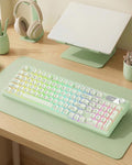 EWEADN V102 Wireless Keyboards, 98 Key Gaming Keyboard with Screen & Media Knob, Custom RGB Backlit, Tri-Mode BT5.0/2.4GHz/Wired Membrane Bluetooth Keyboard, Quiet Typing for Windows/MAC-Green