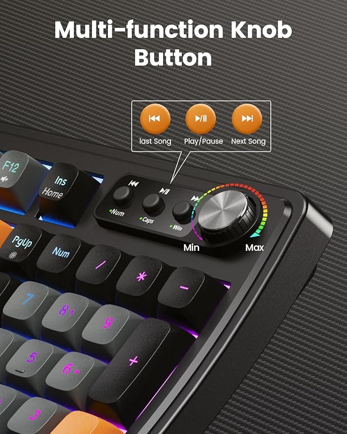 SABLUTE Gaming Keyboard and Mouse, Quiet Membrane Keyboard with RGB Backlit, PC Gaming Keyboard with Multimedia Knob, Anti-Ghosting, Ergonomic Wrist Rest & 3200 DPI Mouse for Gamer/Office