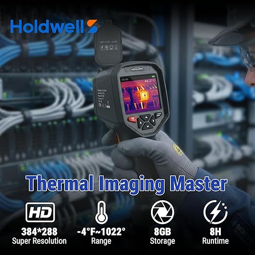 Thermal Imaging Camera, 384×288 IR Resolution, 3.5" 640×480 IPS, Manual Focus Thermal Imager with 5MP Visual Camera for HVAC Electrical Inspection