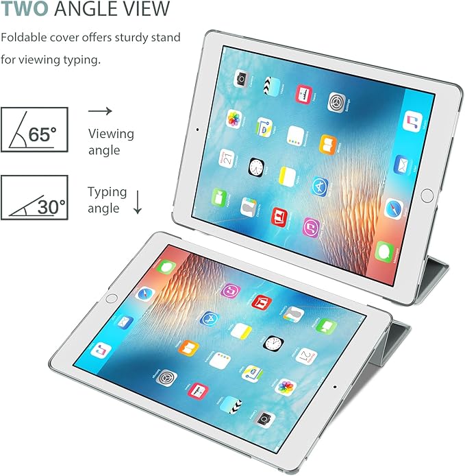 ProCase Smart Case for iPad Pro 12.9 Inch 1st and 2nd Generation (2015 and 2017 Model), Stand Cover Support Auto Sleep/Wake -Lightgrey
