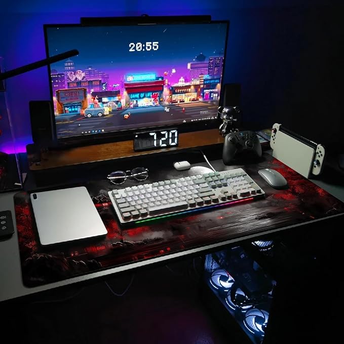 Extended Gaming Mouse Pad, Large Mouse Mat 3 mm Nature Rubber Base Mousepad with Stitched Edges, Non-Slip Desk Mat for Office Home Great Gift 31.5x11.8 Inch (Dark Canyon 3)