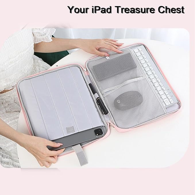 9-11 Inch Tablet Sleeve Case, iPad Bag for Women Fits iPad Pro 11 (2022-2018), iPad 10.9 (10th Gen), iPad Air (5/4th Gen), Galaxy Tab A8/A7/S8/S7, Protective Bag Carrying Case with Pocket (Pink)