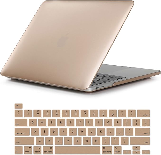Se7enline Compatible with MacBook Pro 13 inch 2024/2023/2022/2021/2020 Case Frosted Hard Shell Cover for Mac Pro 13-inch Model M1/M2 A2338/A2251/A2289 with Touch Bar Touch ID&Keyboard Skin, Gold