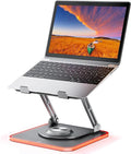JOYEKY RGB Laptop Stand for Desk, Adjustable Ergonomic Laptop Riser with 360° Rotating Base, Foldable & Portable Computer Stand, Suitable for All 10-16” Laptops