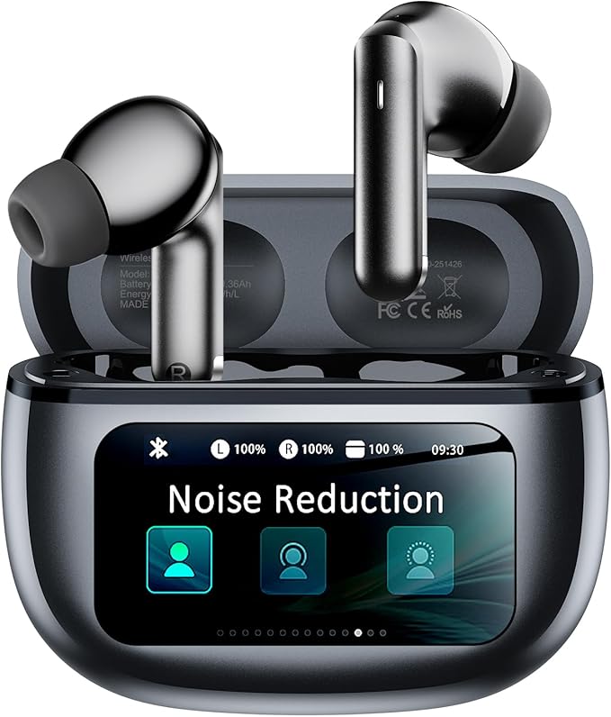 Wireless Earbuds, Ear Buds Active Noise Cancelling with Charging Case, 6.0 Bluetooth Earbuds with AI Clear Calls, 40H Playtime for Sports & Working, Stereo Sound Headphones for iPhone/Android-Raven