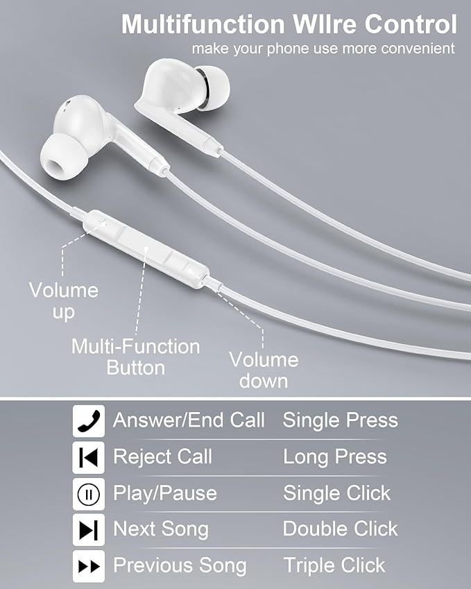 Earbuds Wired for iPhone 17e 17 Pro Max 17Pro Air Pods 16e 16 15 Plus, USB C Headphones Ear Buds Apple Corded USB C Earbuds with Microphone, USBC in-Ear Type C Earphones Android Noise Cancelling Bud