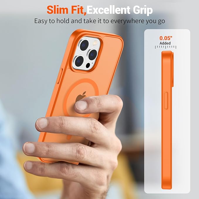 SUPFINE Magnetic for iPhone 15 Pro Max Case (Compatible with MagSafe) (Military Grade Drop Protection) Translucent Matte Shockproof Phone Cover,Starry Orange