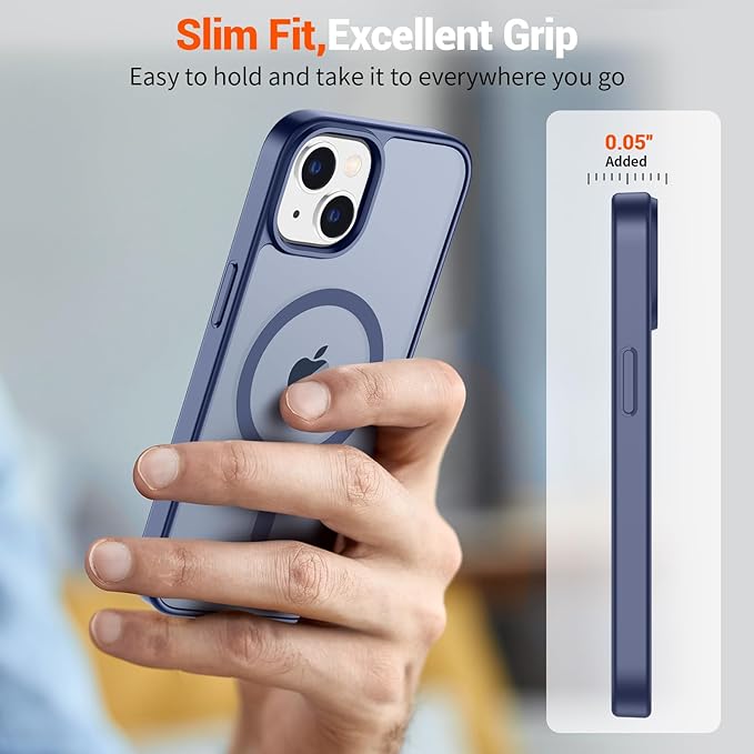 SUPFINE Magnetic for iPhone 14 Case & iPhone 13 Case (Compatible with MagSafe)(Military Grade Drop Protection) Slim Translucent Matte Shockproof Phone Cover,Lavender Gray
