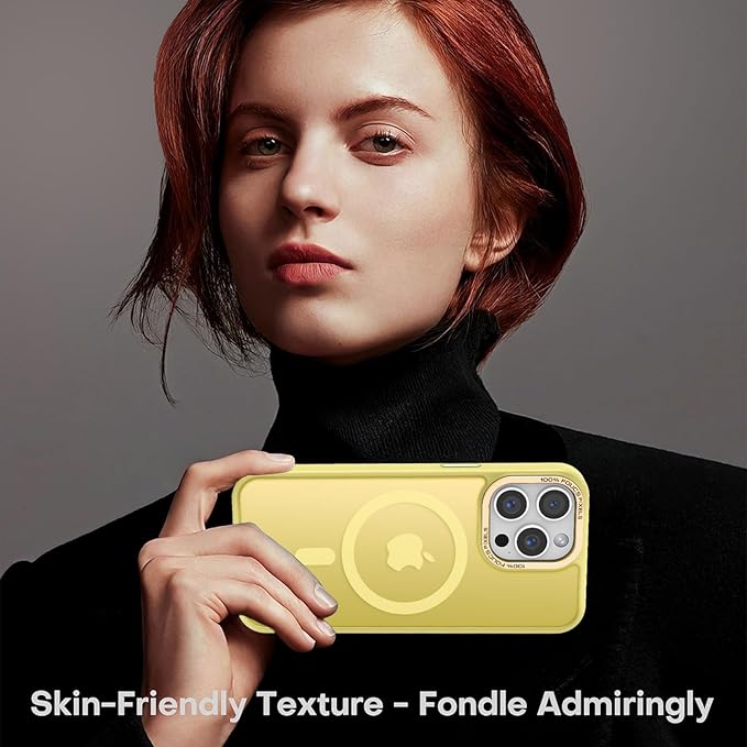 Newfuture Designed for iPhone 13 Pro Max Case with Magnetic [13 FT Military Drop Protection] [Compatible with Magsafe] Slim Translucent Matte Shockproof with Anti-Fingerprint Phone Case, Yellow
