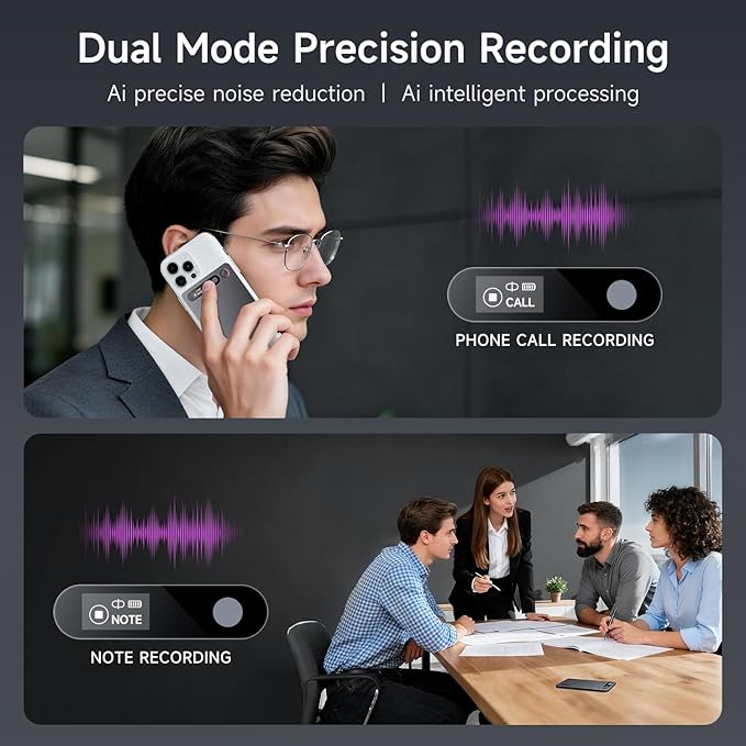 AI Voice Recorder, Note Voice Recorder, App Control, Transcribe & Summarize with AI Technology, Supports 80+ Languages, 64GB Memory Audio Recorder for Lectures, Meetings, Call, Interview (Black)