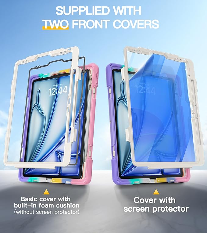 BRAECN Case for iPad Air 13 Inch 2026(M4)/2025(M3)/2024(M2) & iPad Pro 12.9''(2022/2021/2020/2018), Full-Body Protection Screen Protector Pencil Holder 360° Rotating Handle Kicktand Kids Friendly