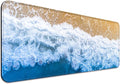 Beach Ocean Waves Gaming Desk Mat, Computer Keyboard Large Extended Sea Mouse Pad for Office and Home, 31.5×11.8 Inches, XL, Blue