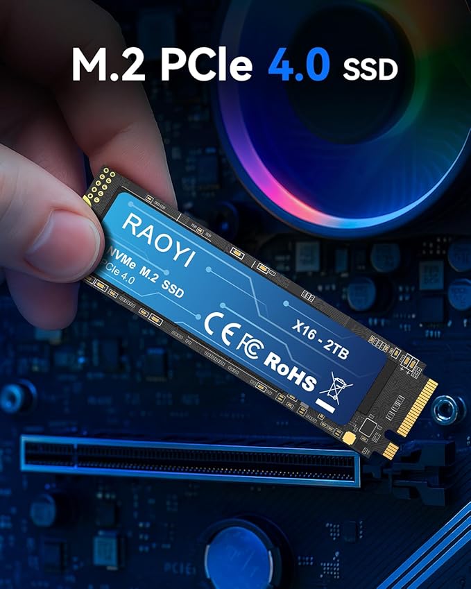 RAOYI 2TB NVMe Internal Solid State Drive M.2 2280 PCIe Gen4x4 SSD, Up to 5000MB/s, Configure SLC Cache, Storage and Memory Expansion for PS5 Laptop Desktop