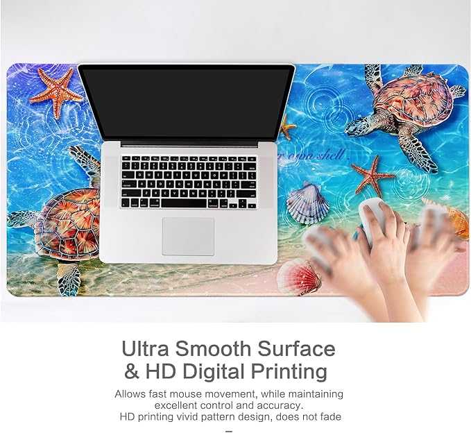 Lokigo Sea Turtle Desk Pad, Waterproof Large Mouse Pad for Desk Keyboard Writing Mat with Non-Slip Rubber Base, Gaming Mousepad for Boys Girls Deskmatt for Gaming Study 31.5"x15.7", Teal