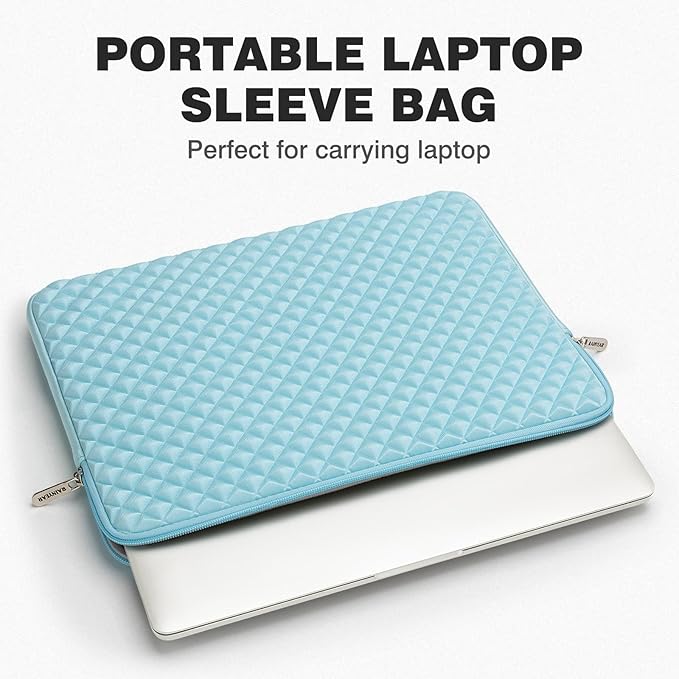 RAINYEAR 15 Inch Laptop Sleeve Diamond Foam Shock Resistant Padded Case Fluffy Lining Cover Carrying Bag Compatible with 15.4" MacBook Pro/Air, Surface Laptop 3/4 15", New XPS 15 Touch (Blue)