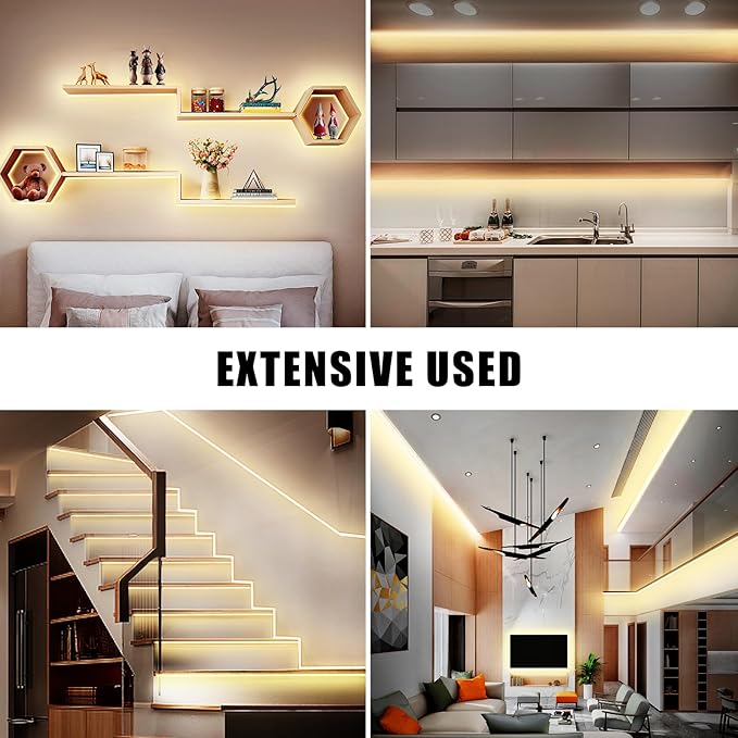Tatazone White COB Led Strip Lights Max with RF Remote, 16.4ft 2700K CRI93+ Dimmable Ultra Bright Warm White COB Light Strip, Adhesive Indoor COB Led Lights for Living Room, Shelf, Cabinet