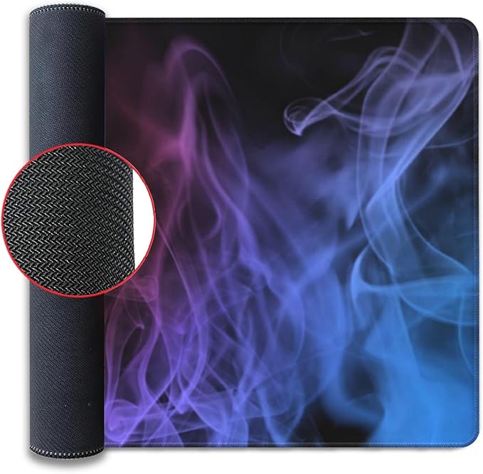 Huge 48x24 inch Mouse Pad - Extra Large Gaming Smoke Mouse Pads with Stitched Edges for Desk, Non-Slip Rubber Base 3XL Mousepad Waterproof Keyboard Pad Desk Pad for Gamer, Office, Home (Blue)