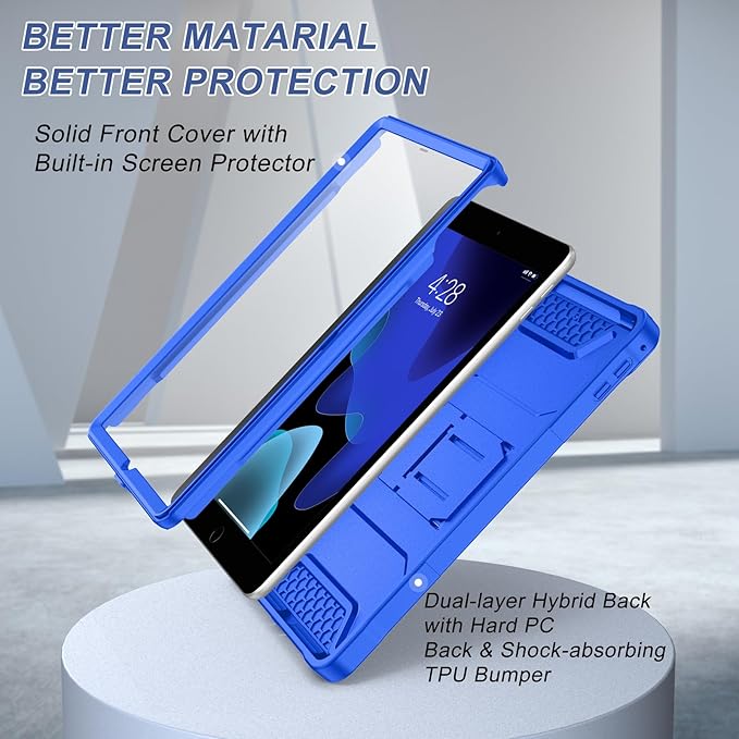 Soke Case for iPad 6th/5th Generation 9.7 Inch 2018/2017,with Built-in Screen Protector and Kickstand, Rugged Full-Body Heavy Duty Protective Cover for Apple iPad Air 2 /Pro 9.7 - Abyss Blue