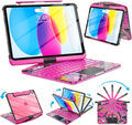 SIBEITU Keyboard Case for iPad A16 11th Gen 11" 2025 & 10th Gen 10.9" 2022, Clear Wireless Keyboard Protective Cover with Multi-Touch Trackpad, 7-Color Backlight & 3-Brightness, 360 Rotatable, Pink