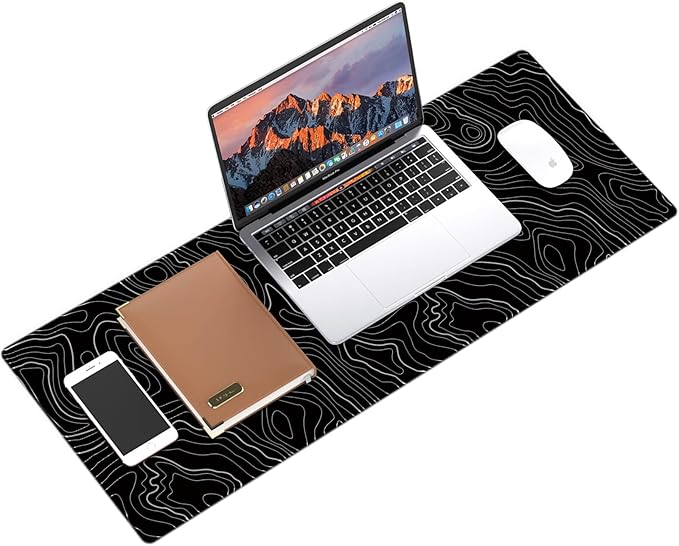 Galdas Mouse Pad For Gaming,XXL XL Large Mouse Mat Long Extended MousePad Desk Mat Non-Slip Rubber Mice Pads Stitched Edges Thin (31.5 x 11.8 x 0.12 Inches) Topographic Map