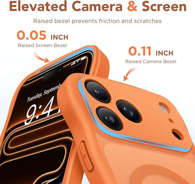 CAPRARO Magnetic for iPhone 17 Pro Max Case for Women Girls, Upgraded [Full Camera Protection] [Compatible with MagSafe] Cute Wave Translucent Matte Phone Case for iPhone 17 Pro Max, Cosmic Orange
