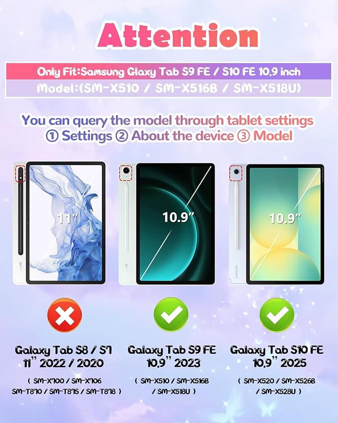 Kidcube for Galaxy Tab S10 FE Case, for Samsung Galaxy Tab S9 FE Case 10.9" - Girls Cute Kawaii Girly 3D Purple Butterfly Design Cover with Rotating Stand & Strap Unique Silicone Women Tablet Covers